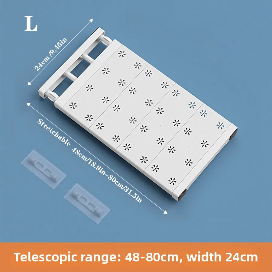 Adjustable Closet Shelf Organizer - Expandable Tension Rod Storage Rack
