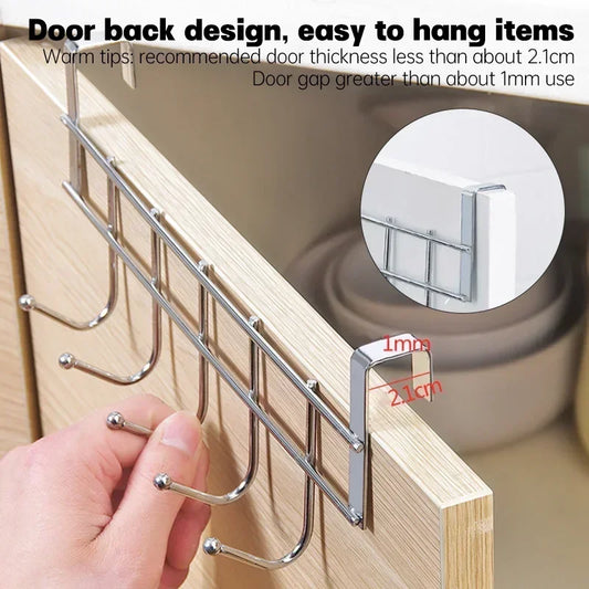 No Drill Over Door Hooks 5 Hooks Heavy Duty Organizer Space-Saving Wall Hanger for Coat Key Towel in Closet Bedroom Hallway