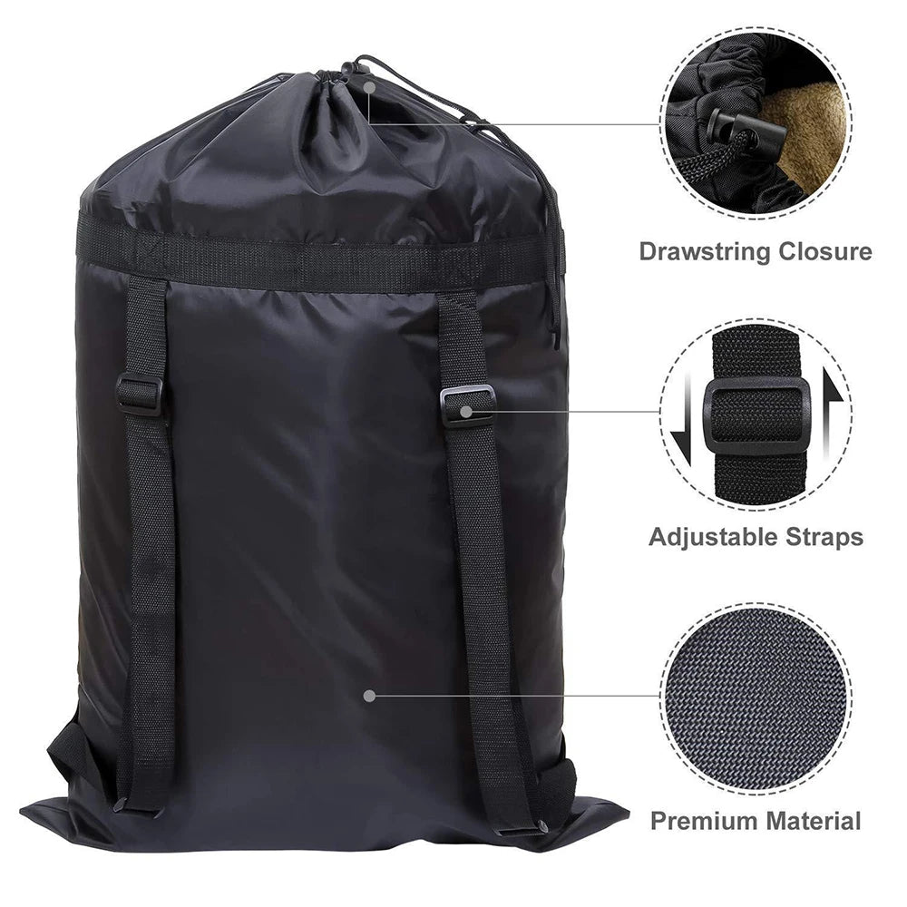 Foldable Laundry Backpack - Large Capacity Dirty Clothes Organizer for Travel, Dorm & Gym -Resistant Polyester, Drawstring