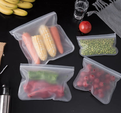 Reusable Silicone Food Storage Bags - Leakproof Lunch Containers Set