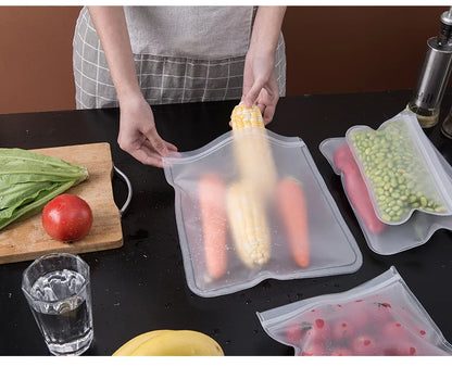 Reusable Silicone Food Storage Bags - Leakproof Lunch Containers Set