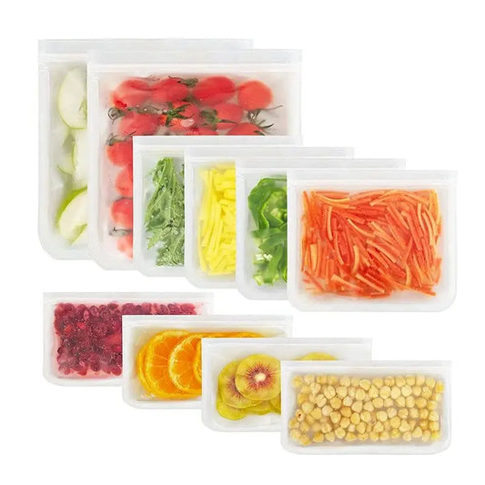Reusable Silicone Food Storage Bags - Leakproof Lunch Containers Set