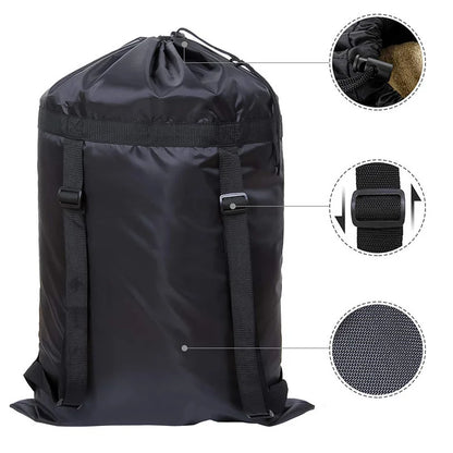 Foldable Laundry Backpack - Large Capacity Dirty Clothes Organizer for Travel, Dorm & Gym  -Resistant Polyester, Drawstring