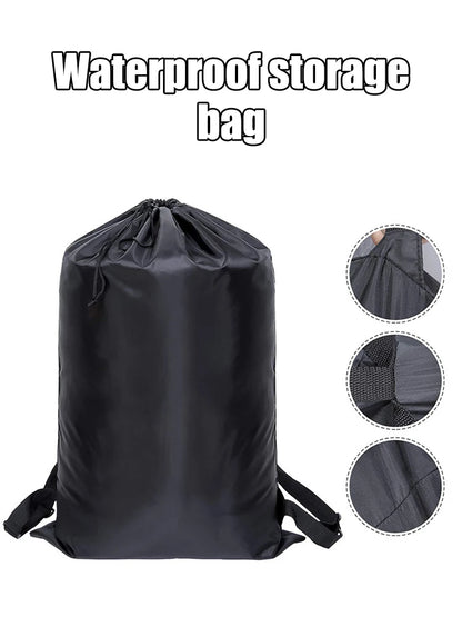 Foldable Laundry Backpack - Large Capacity Dirty Clothes Organizer for Travel, Dorm & Gym  -Resistant Polyester, Drawstring