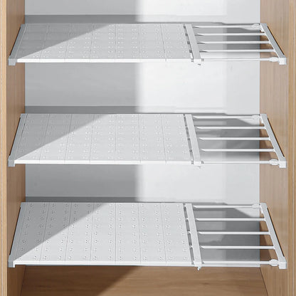 Adjustable Closet Shelf Organizer - Expandable Tension Rod Storage Rack