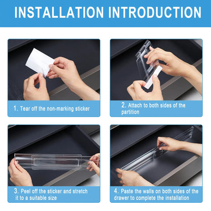 Adjustable Drawer Dividers 4-Pack - Expandable Organizers for Kitchen & Bathroom