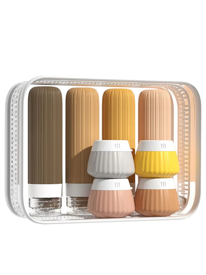 8PCS Travel Toiletry Set  Travel-Sized Toiletries Travel Containers Leak-Proof Silicone Squeeze Travel Essentials Cream Jar