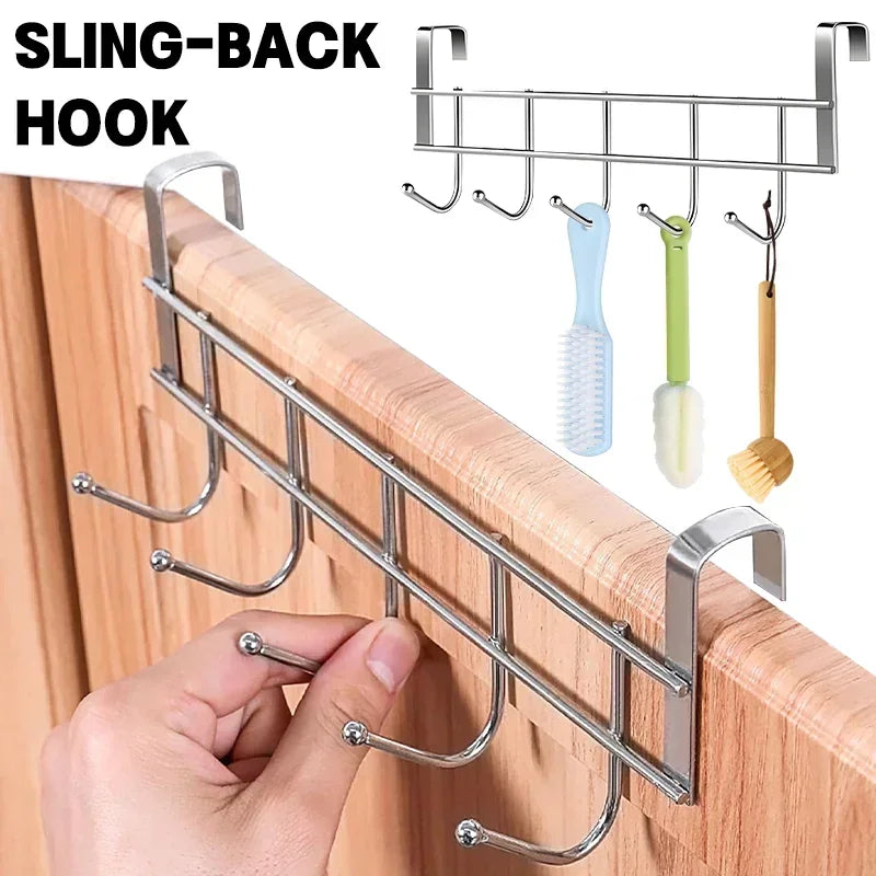 No Drill Over Door Hooks 5 Hooks Heavy Duty Organizer Space-Saving Wall Hanger for Coat Key Towel in Closet Bedroom Hallway
