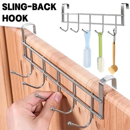 No Drill Over Door Hooks 5 Hooks Heavy Duty Organizer Space-Saving Wall Hanger for Coat Key Towel in Closet Bedroom Hallway