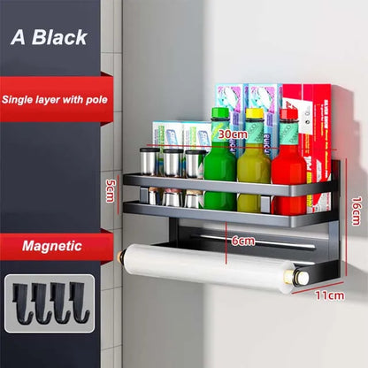 Magnetic Refrigerator Side Shelf - 2-Layer Kitchen Storage Organizer