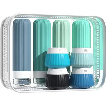 8PCS Travel Toiletry Set  Travel-Sized Toiletries Travel Containers Leak-Proof Silicone Squeeze Travel Essentials Cream Jar