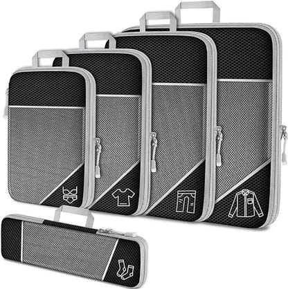 Compression Packing Cubes Set - Expandable Mesh Travel Luggage Organizers