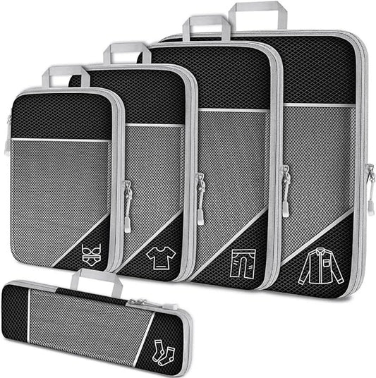 Compression Packing Cubes Set - Expandable Mesh Travel Luggage Organizers