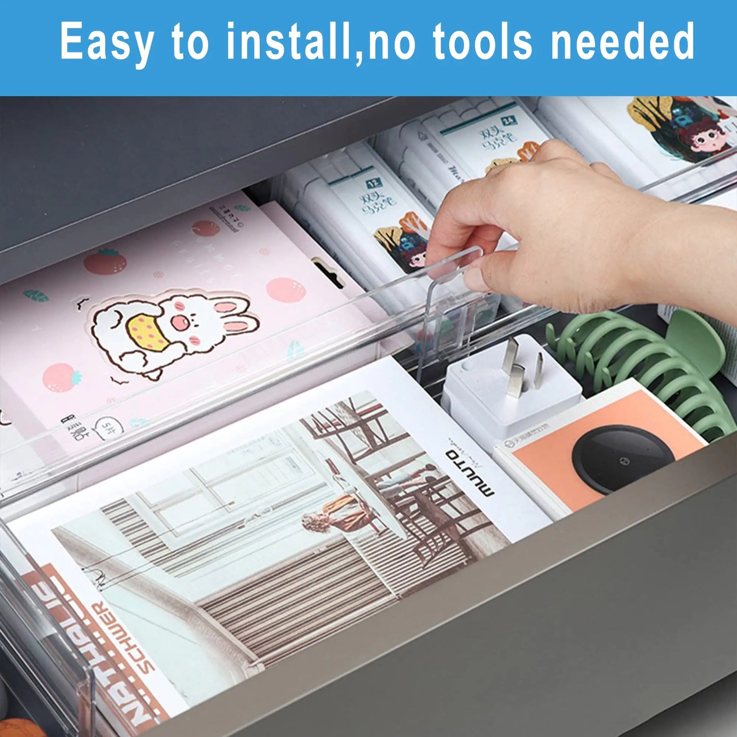 Adjustable Drawer Dividers 4-Pack - Expandable Organizers for Kitchen & Bathroom