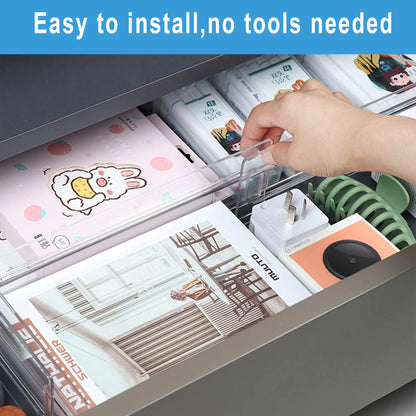 Adjustable Drawer Dividers 4-Pack - Expandable Organizers for Kitchen & Bathroom