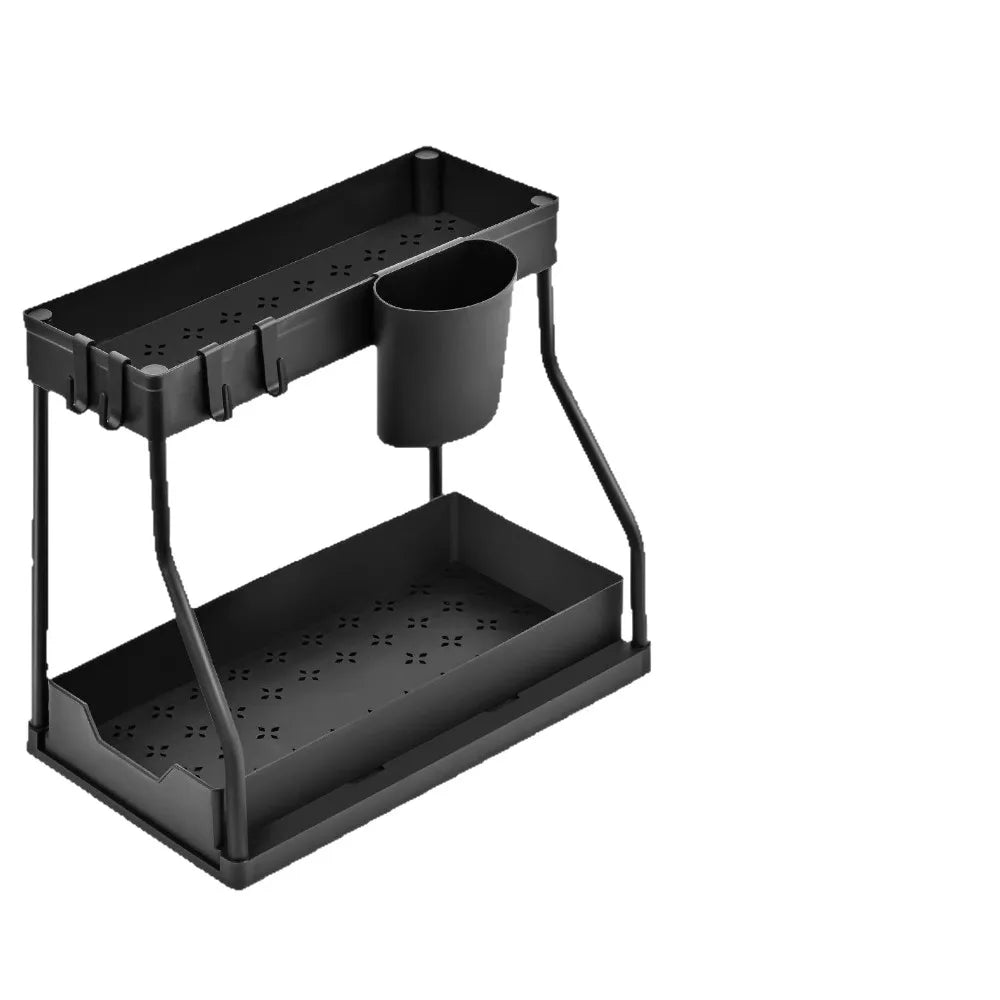 Under Sink Organizer - 2-Tier Pull-Out Storage Rack for Kitchen & Bathroom