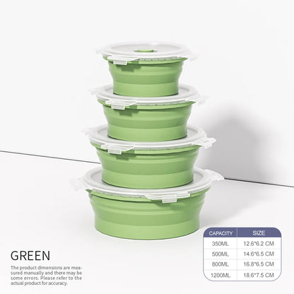 Collapsible Silicone Food Containers Set of 4 - Foldable Lunch Boxes with Lids