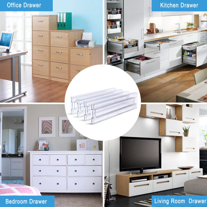 Adjustable Drawer Dividers 4-Pack - Expandable Organizers for Kitchen & Bathroom