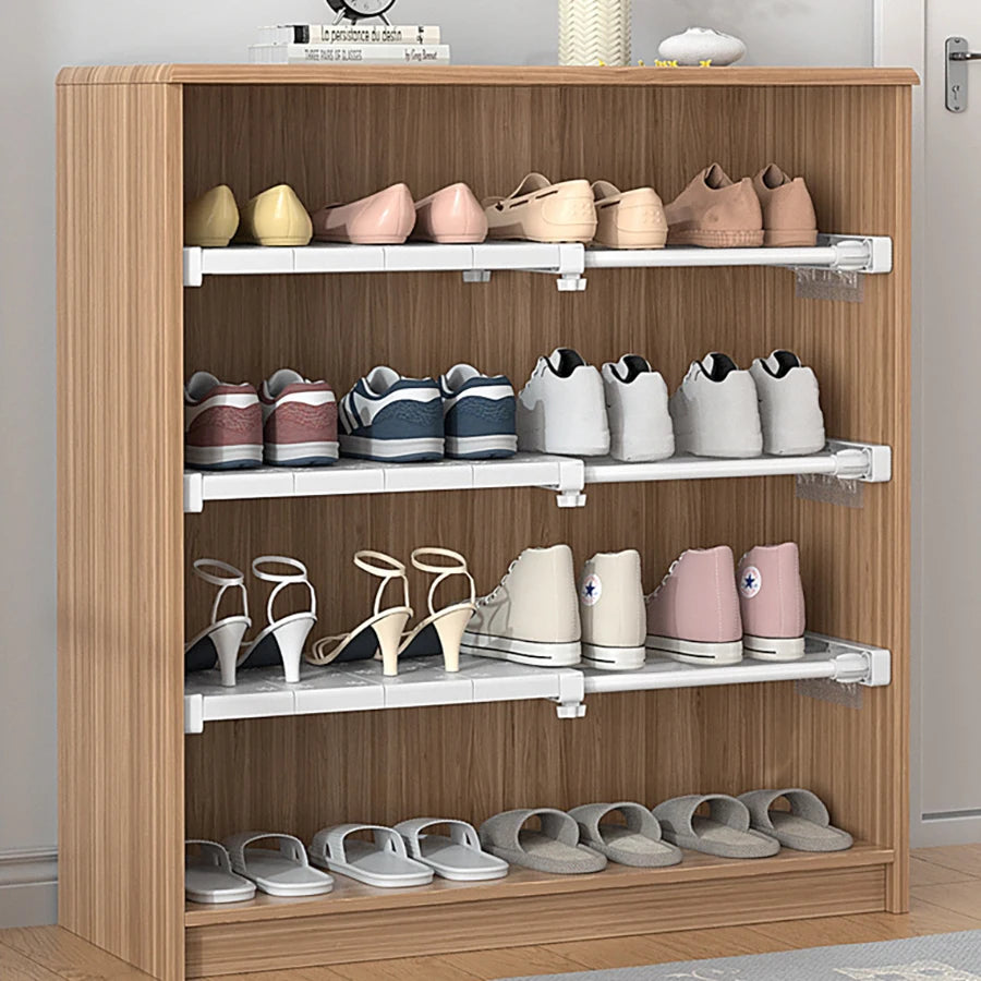 Adjustable Closet Shelf Organizer - Expandable Tension Rod Storage Rack