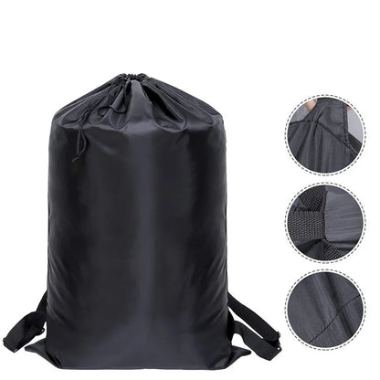 Foldable Laundry Backpack - Large Capacity Dirty Clothes Organizer for Travel, Dorm & Gym  -Resistant Polyester, Drawstring