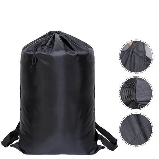 Foldable Laundry Backpack - Large Capacity Dirty Clothes Organizer for Travel, Dorm & Gym  -Resistant Polyester, Drawstring