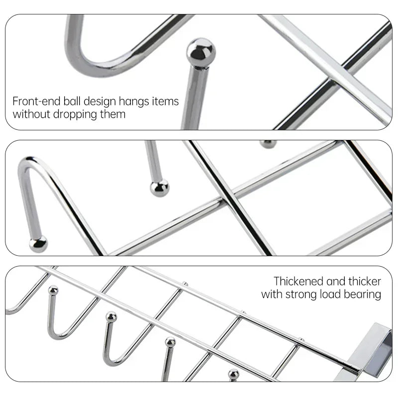 No Drill Over Door Hooks 5 Hooks Heavy Duty Organizer Space-Saving Wall Hanger for Coat Key Towel in Closet Bedroom Hallway