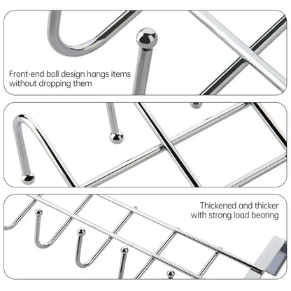 No Drill Over Door Hooks 5 Hooks Heavy Duty Organizer Space-Saving Wall Hanger for Coat Key Towel in Closet Bedroom Hallway