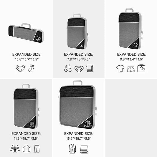 Compression Packing Cubes Set - Expandable Mesh Travel Luggage Organizers