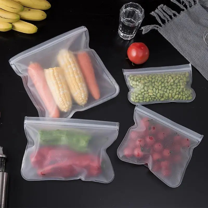Reusable Silicone Food Storage Bags - Leakproof Lunch Containers Set