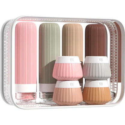 8PCS Travel Toiletry Set  Travel-Sized Toiletries Travel Containers Leak-Proof Silicone Squeeze Travel Essentials Cream Jar