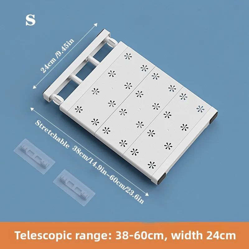 Adjustable Closet Shelf Organizer - Expandable Tension Rod Storage Rack