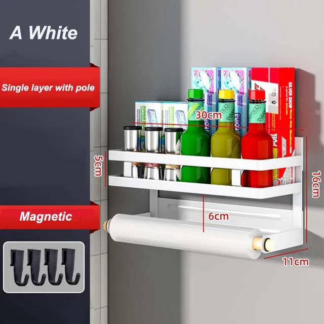 Magnetic Refrigerator Side Shelf - 2-Layer Kitchen Storage Organizer