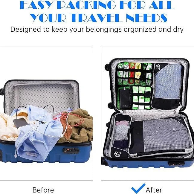 Compression Packing Cubes Set - Expandable Mesh Travel Luggage Organizers