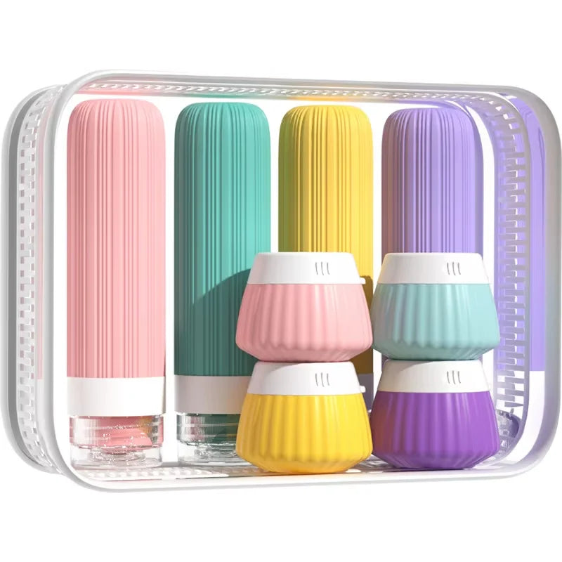 8PCS Travel Toiletry Set  Travel-Sized Toiletries Travel Containers Leak-Proof Silicone Squeeze Travel Essentials Cream Jar