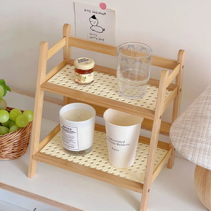 2-Tier Bamboo Countertop Organizer - Coffee Cup & Kitchen Storage Shelf