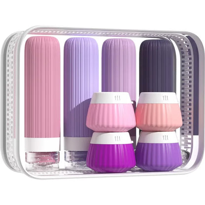 8PCS Travel Toiletry Set  Travel-Sized Toiletries Travel Containers Leak-Proof Silicone Squeeze Travel Essentials Cream Jar