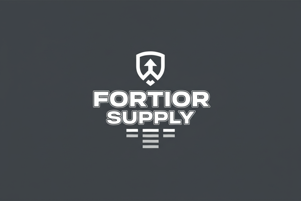 Generate fortior supply company logo with a dark grey background