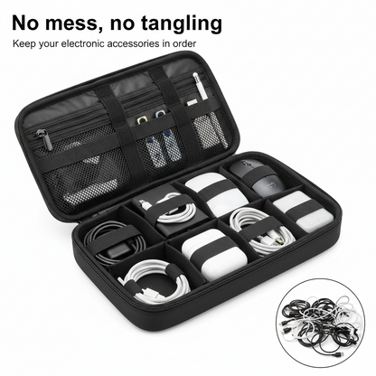 Electronic Organizer Cord Pouch, Travel Cable Charger Phone Accessories Bag Organizer Roll up Tech Carrying Case for USB Cables