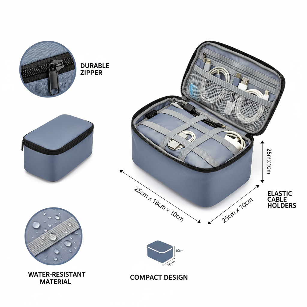 Travel Cable Bag Portable Digital USB Gadget Organizer Charger Wires Cosmetic Zipper Storage Pouch kit Case Accessories Supplies